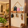 Decorative House Wall Key Holder with 3 Hooks, Welcome Home Design