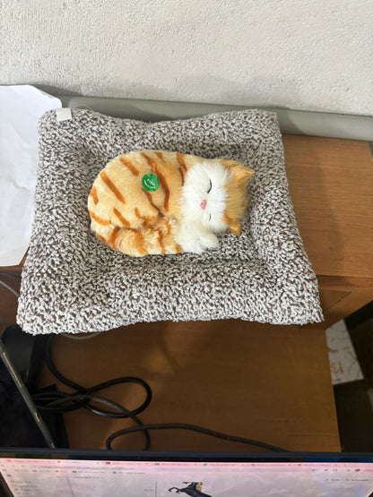 Sleeping Cat Plush Toy with Cushion for Car Dashboard, Home and Desk Decor