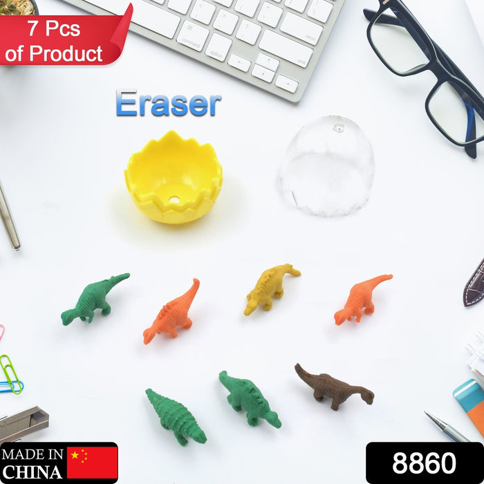 7 Piece Dinosaur Shaped Erasers for Kids - Animal Erasers, 3D Puzzle