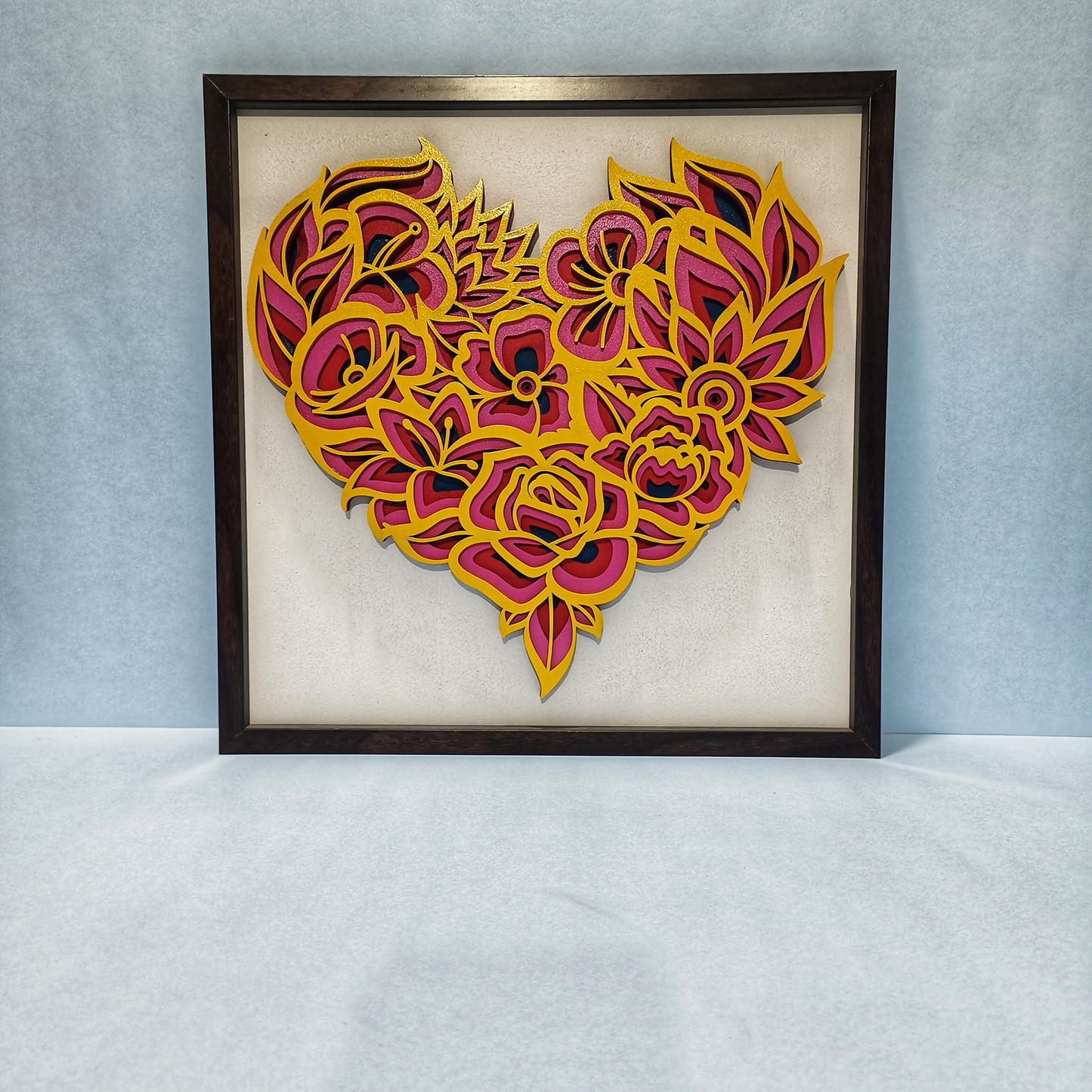 Handcrafted Multi-Layer Wooden Heart Wall Art – 3D Romantic Frame | Love & Couple Gift | Handmade Wall Decor for Bedroom, Living Room & Home Interiors