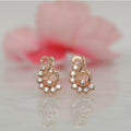 Rose Gold-Plated Peacock Stud Earrings – Elegant Sparkle for Women