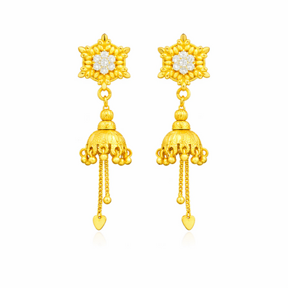 Designer Star Shape Stud with Antique Jhumki Drops