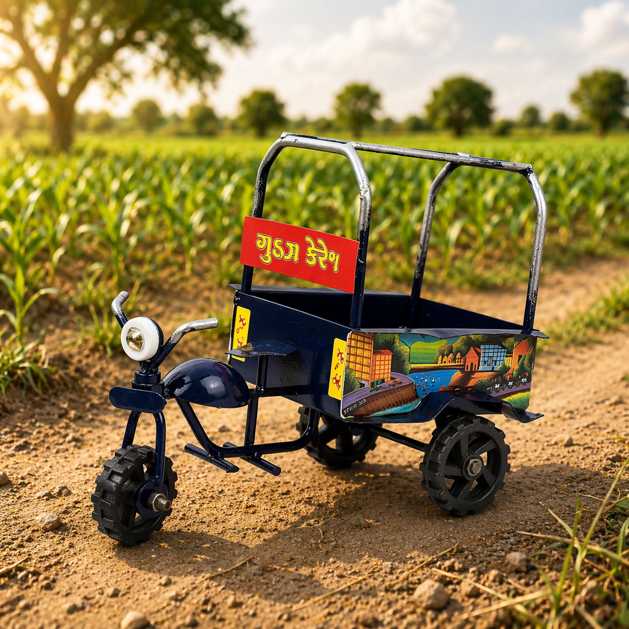 Handcrafted Metal Indian Cargo Tricycle