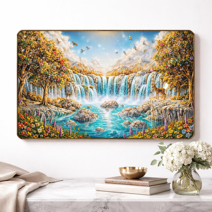 Premium 3D Waterfall Wall Décor with Golden Frame