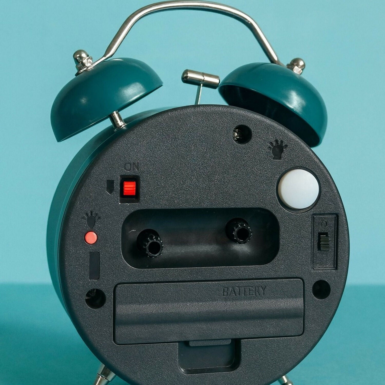 Vintage Twin Bell Alarm Clock for Bedroom & Desk, Teal Analog Silent Clock