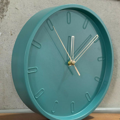 Modern Teal Wall Clock with Silent Sweep Movement – Round Decorative Wall Clock with Golden Hands, Stylish Minimalist Design, Battery Operated, Perfect for Home & Office Wall Décor (12 Inch)