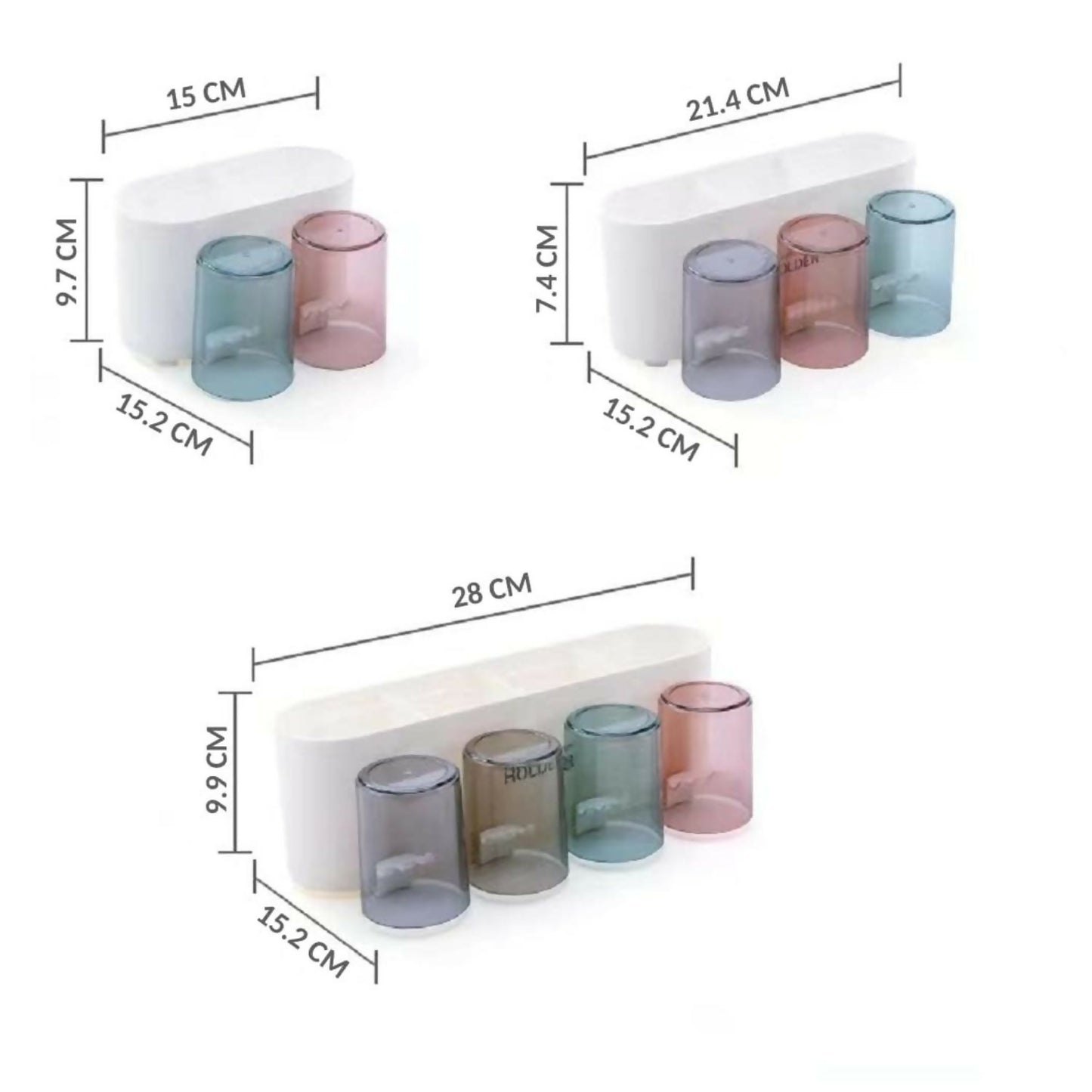 Self adhesive Toothbrush Holder 2 cup set