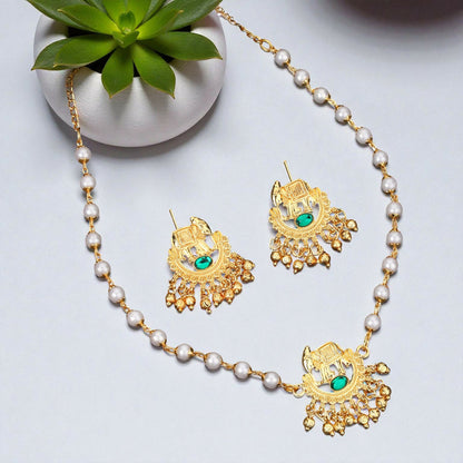 Brilliant Gold-Tone Crystal Floral Drop Necklace Set