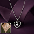Elegant Silver-Tone Heart Pendant Necklace with Rhinestone Detailing