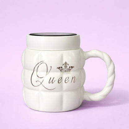 Queen Printed Ceramic Mug with Mirror Base Coffee Cup