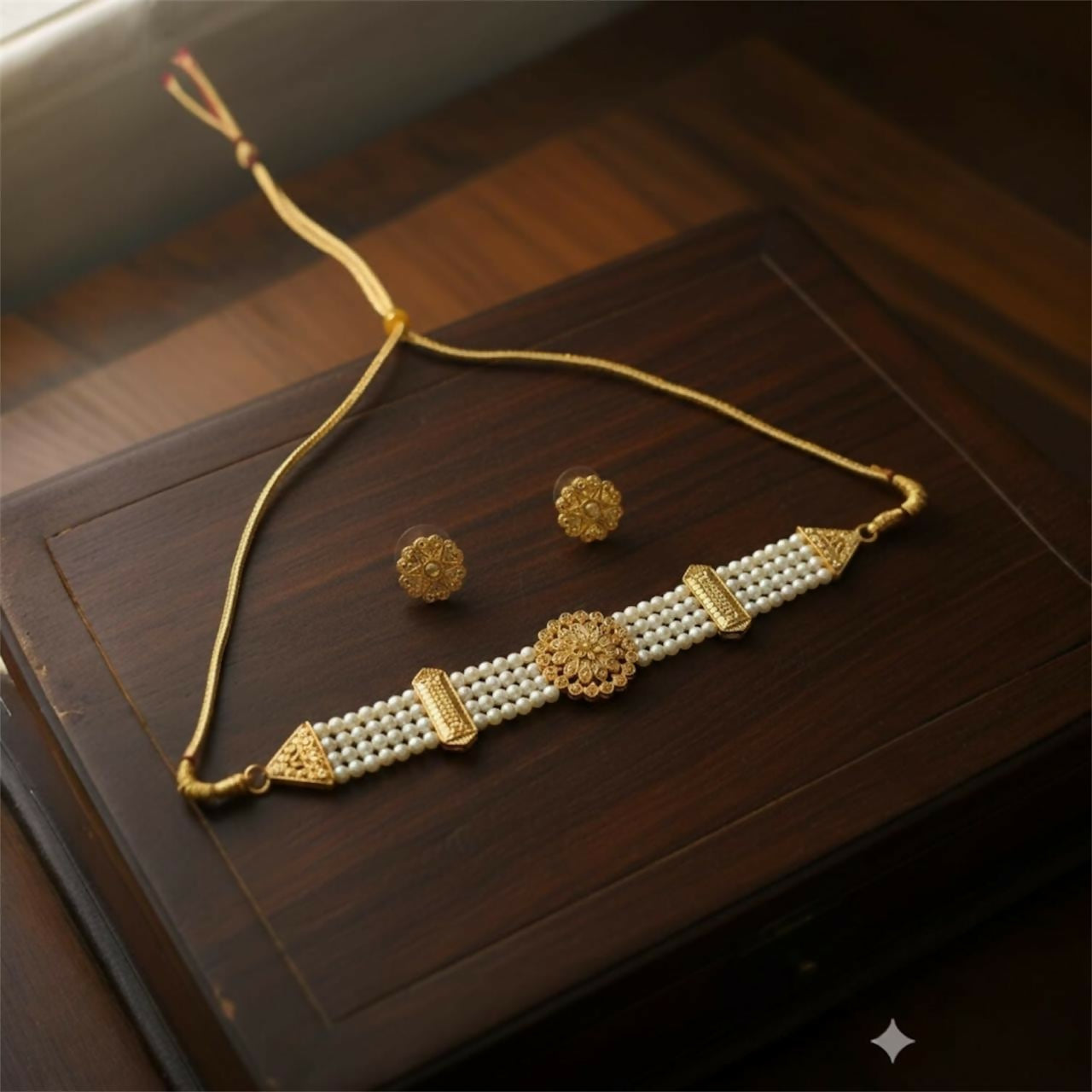 Premium Gold-Plated Pearl Chick Set | Traditional Bridal Jewellery Set