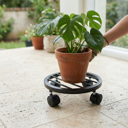 Heavy Duty Round Plant Pot Trolley with Wheels for Easy Movement