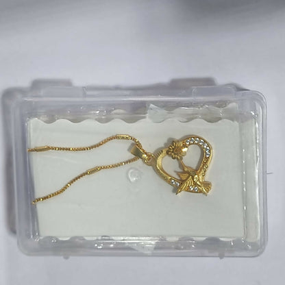 Gold pendant Heart Hummingbird Pendant Necklace