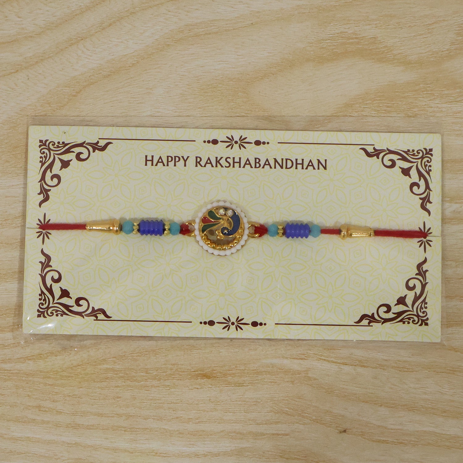 Peacock Pearl Frame Designer Rakhi