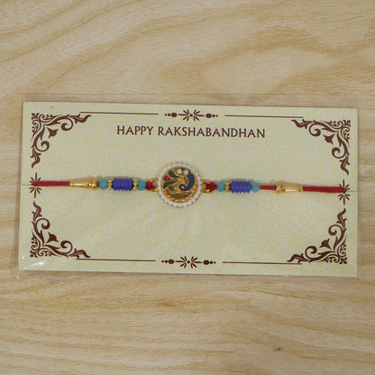 Peacock Pearl Frame Designer Rakhi