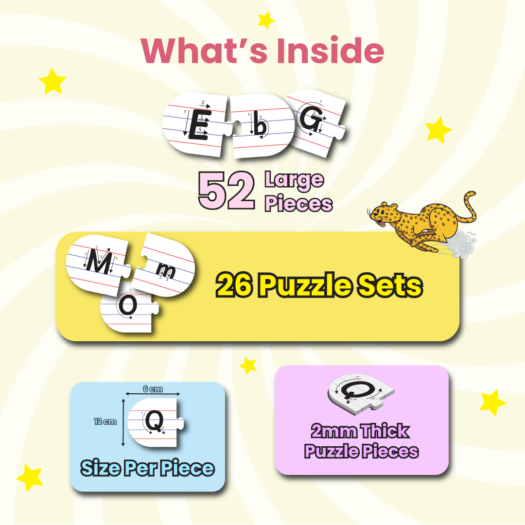 Capital and Small Letter Matching Puzzle - Ages 3+ (52 cardboard puzzle pieces) Find & Match series