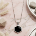 Black Onyx Hexagon Pendant Necklace – Minimalist & Elegant Jewelry