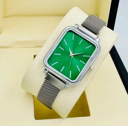 Analog Watch with Bright Blue Dial and Navy Silicone Strap