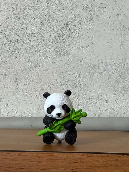 Cute Panda Bamboo Showpiece poly-resin| Mini Panda Decorative Figurine for Home