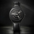 Black Luxury Watch – Elegant Rose-Gold Dial & Leather Strap