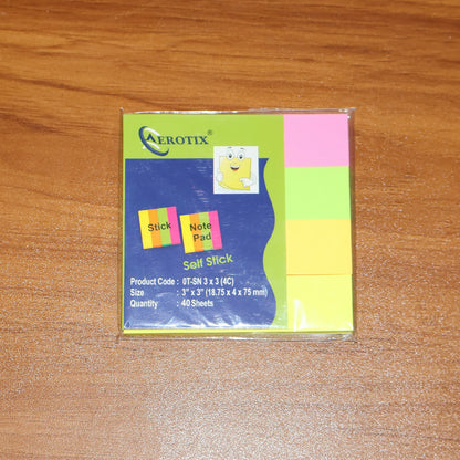 Self Sticky Notes Pad 4 Multicolour with Strong Adhesive (18.75×4×75 mm,40 Sheets,6 Pack Combo)