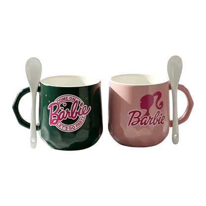Stylish Couple Ceramic Coffee Mug Set with Spoon & Gift Box (Set of 2)