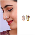 Triple Cluster CZ No Piercing Nose Ring – Gold & Rose Gold Combo