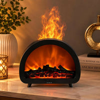 Fireplace Aroma Diffuser with Flame Effect, 180ml, Timer & LED Light