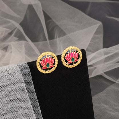 Bold Gold-Tone Green-Pink Crystal & Pearl Choker Set