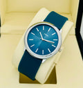 Blue Silicone Strap Analog Watch – Minimalist Men's Timepiece
