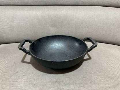 Vikas Cast Iron Kadai with glass lid in kitchen setting