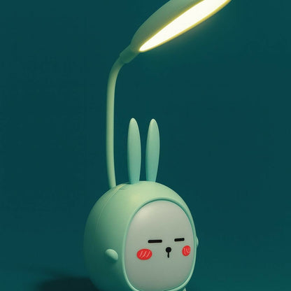 Cute Bunny LED Desk Lamp with Adjustable Neck & USB Charging for Study