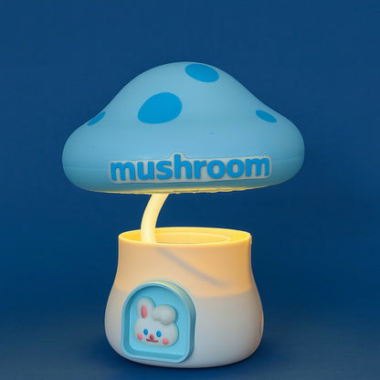 Cute Blue Mushroom LED Night Lamp for Kids Bedroom, Nursery & Bedside Decor