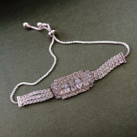 Silver Plated Ad Stone Adjustable Bracelet