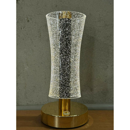 Luxury Glitter Crystal LED Table Lamp for Home Décor | Touch Sensor Golden Base Night Light | Ambient Mood Light for Bedroom, Living Room, Study Table & Gifting | Modern Acrylic Sparkle Effect Lamp – Pack of 1