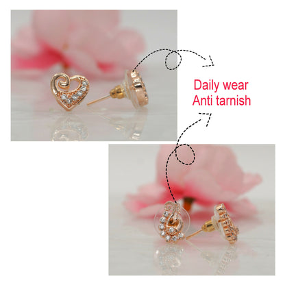 Rose Gold-Plated Peacock/Paisley Studs with AD Combo Pack of 2 for women and girls