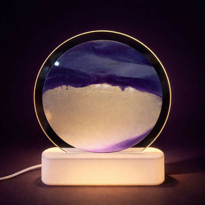 LED Round Static Lavender Sand Art Lamp | Ambient Decorative Night Light Décor