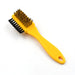 Shoe brush with three cleaning sides, multifunctional for various shoe types.