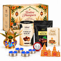 Diwali Gift Hamper with Choco Magic & Choco Magic Pouch, Kalash, Tealights & Shubh-Labh Decor