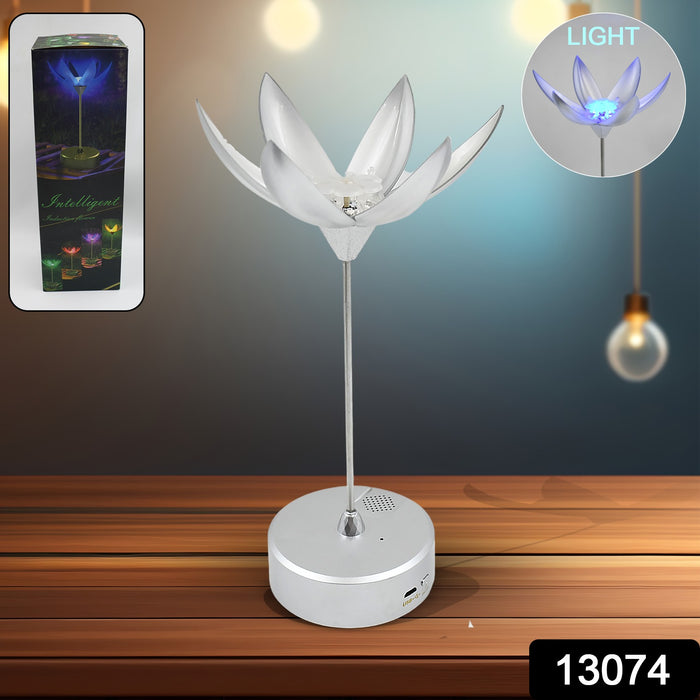 13074 Lotus Flower Lamp with Music, Touch Open and Close, USB Rechargeable (1 Pc / Only One Color)