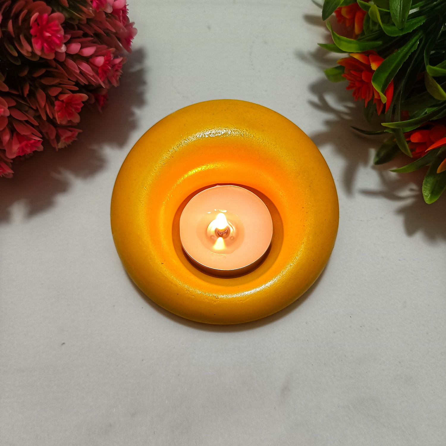 Gadi Diya yellow tealight candle Elegant Home Decor Handmade