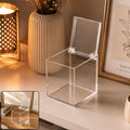 Transparent Plastic Storage Box with Hinged Lid for Desk and Vanity Use (1 Pc)