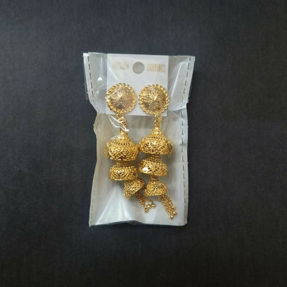 Pair of classic gold finish jhumka earrings