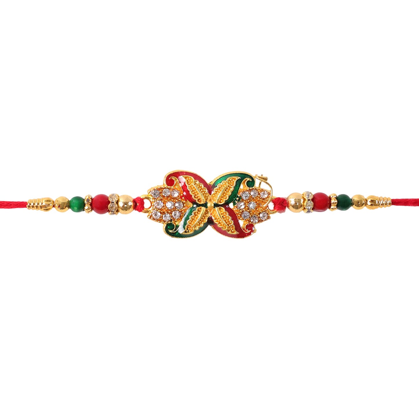 Bead Rakhi with Golden Flower Motif Elegant & Festive Sibling Gift (5pcs)