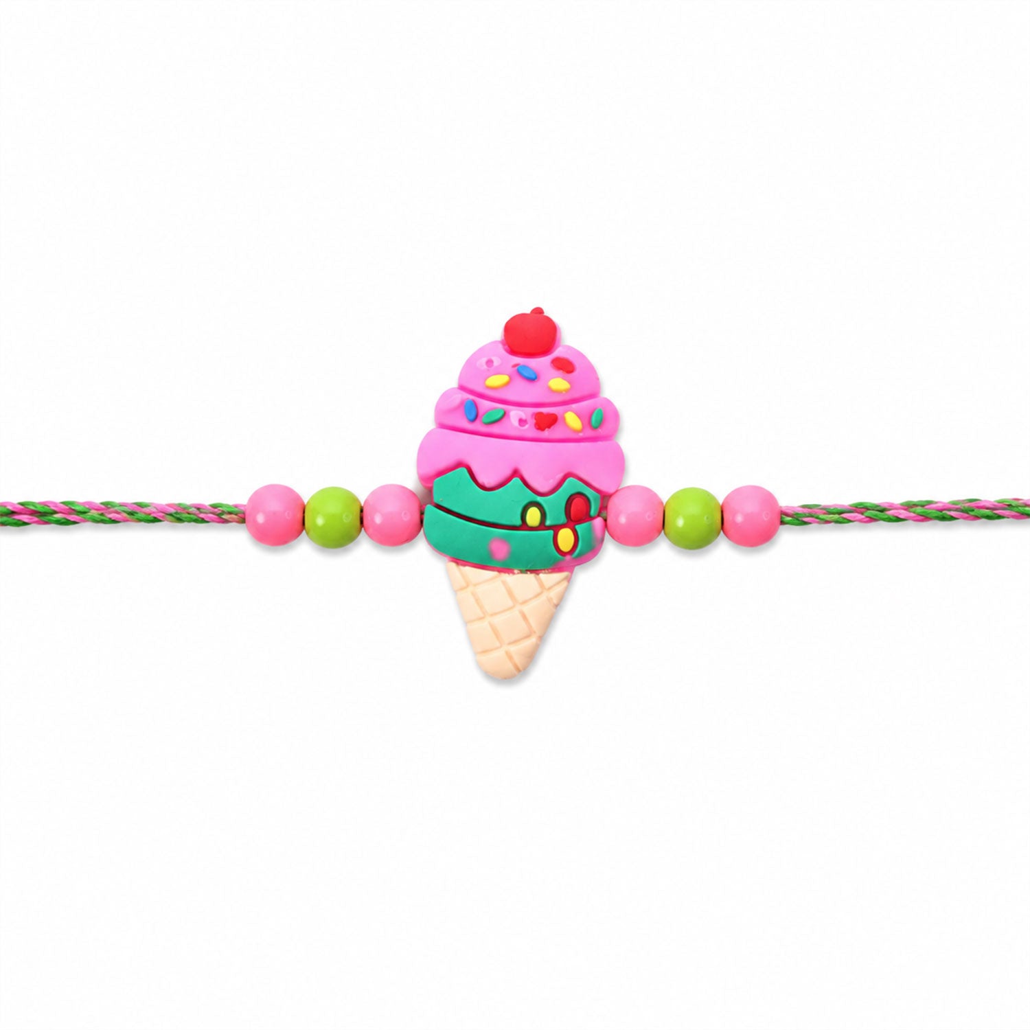 Ice Cream Cone Rakhi Cartoon Kids Cherry Sprinkle Design (10pcs)