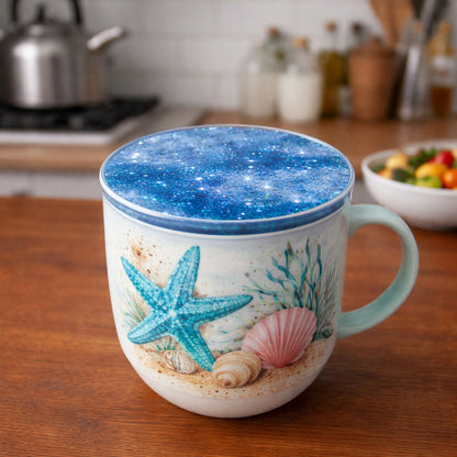 Blue Glitter Resin Tea Coaster Round Sparkle Cup Coaster for Table Decor (MUG NOT INCLUDED)