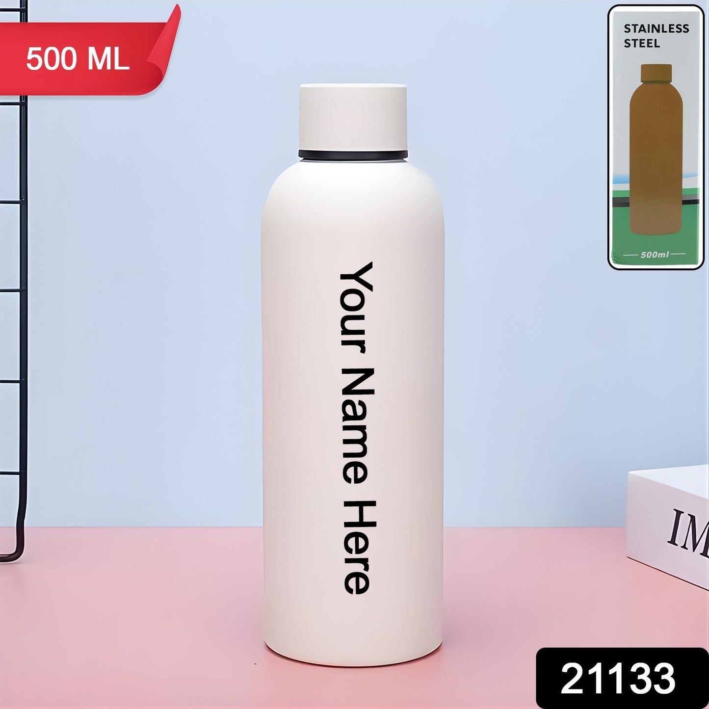 Customize Stainless Steel Double Wall Vacuum-Insulated Drink Water (White / 500 ML Approx)