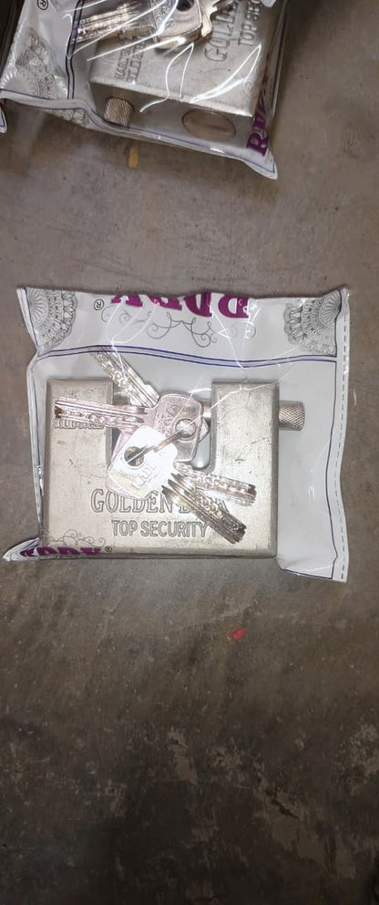 Five keys included with stainless steel padlock