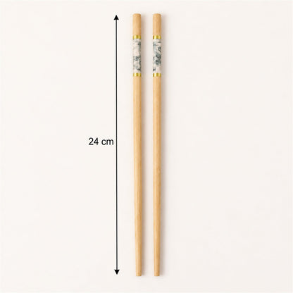 Bamboo Chopsticks with Decorative Bands for Noodles and Sushi Use (10 Pair)