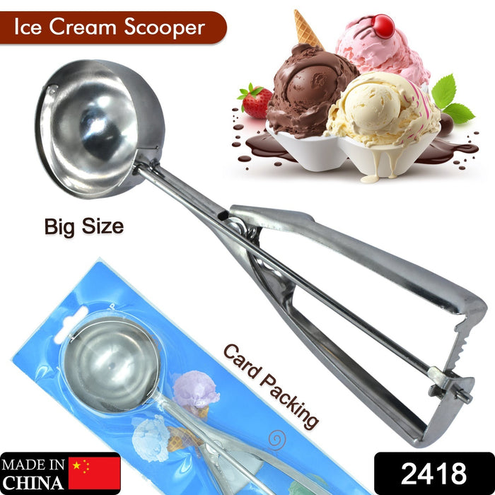 2523बी आइसक्रीम सर्विंग स्कूप | ट्रिगर रिलीज़ के साथ स्टेनलेस स्टील प्रीमियम गुणवत्ता वाली आइसक्रीम सर्विंग स्पून स्कूपर